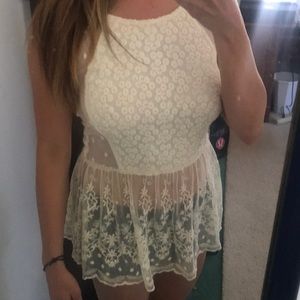 Anthropologie lace peplum top S